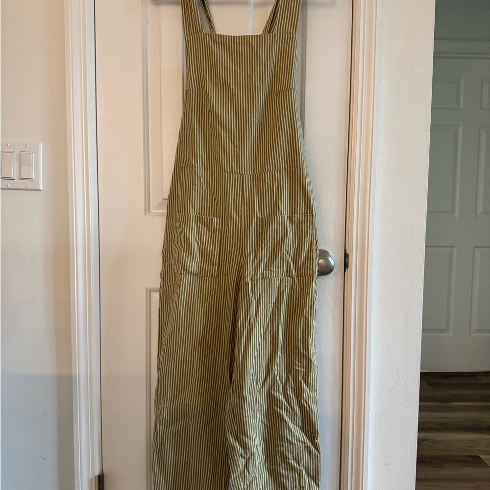 The Bare Road Olive Striped Jumpsuit